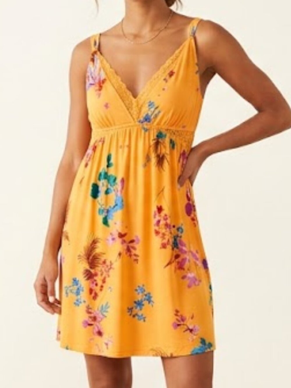 Soma Cool Nights Soft Support Chemise Lace Trim Floral Tropical XL 16-18